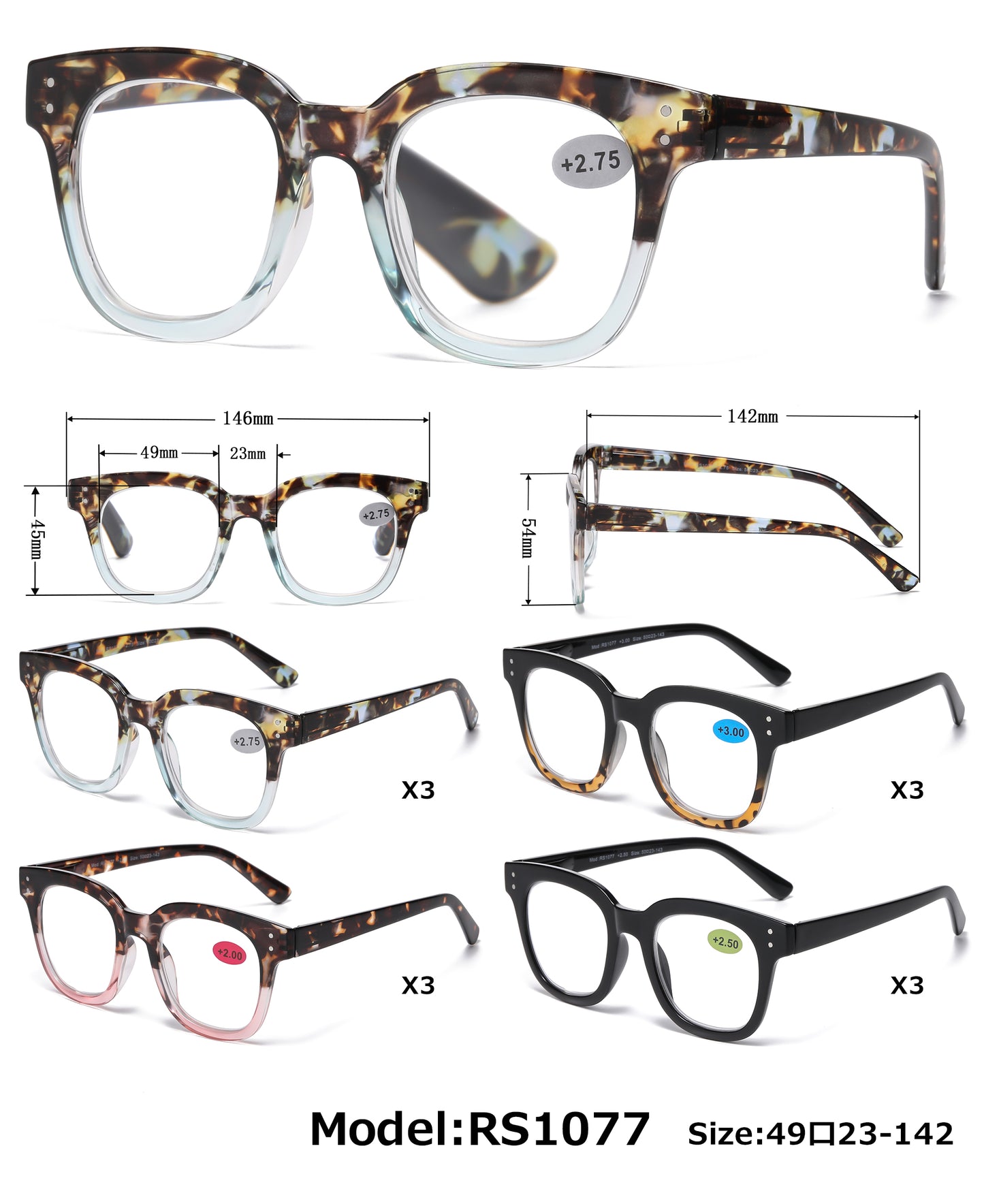 RS 1077- Large Plastic Reading Glasses