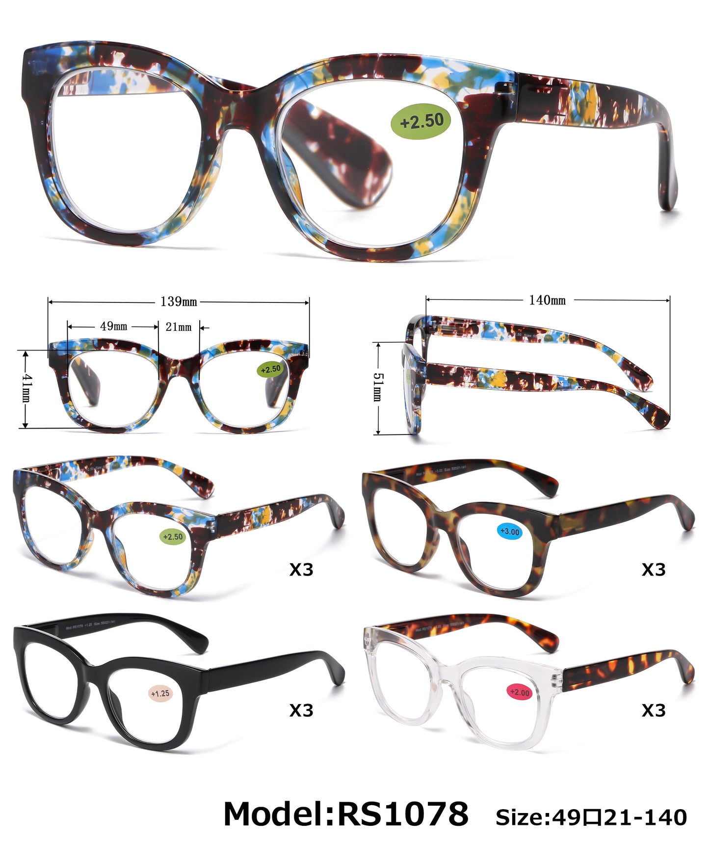 RS 1078 - Large Plastic Reading Glasses