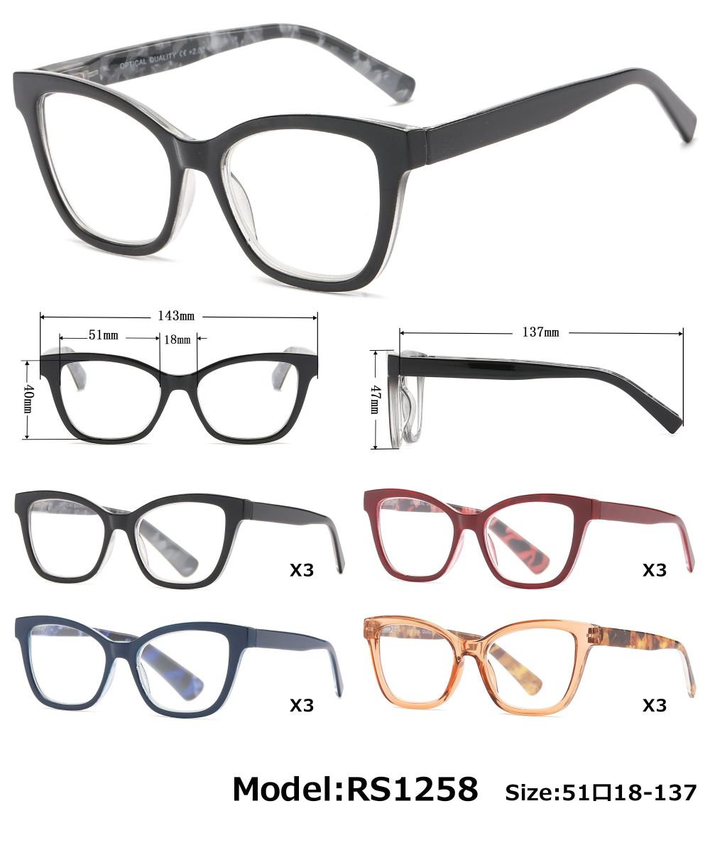 RS 1258 - Women Plastic Cat Eye Reading Glasses