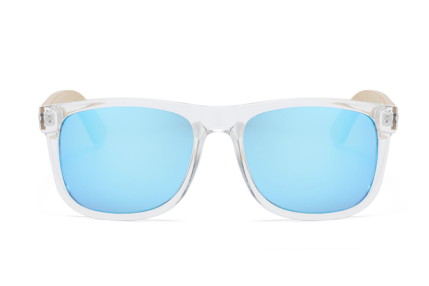 7619 Clear RVC Bamboo - Classic Bamboo Temple Sunglasses Color Mirror Polycarbonate Lens