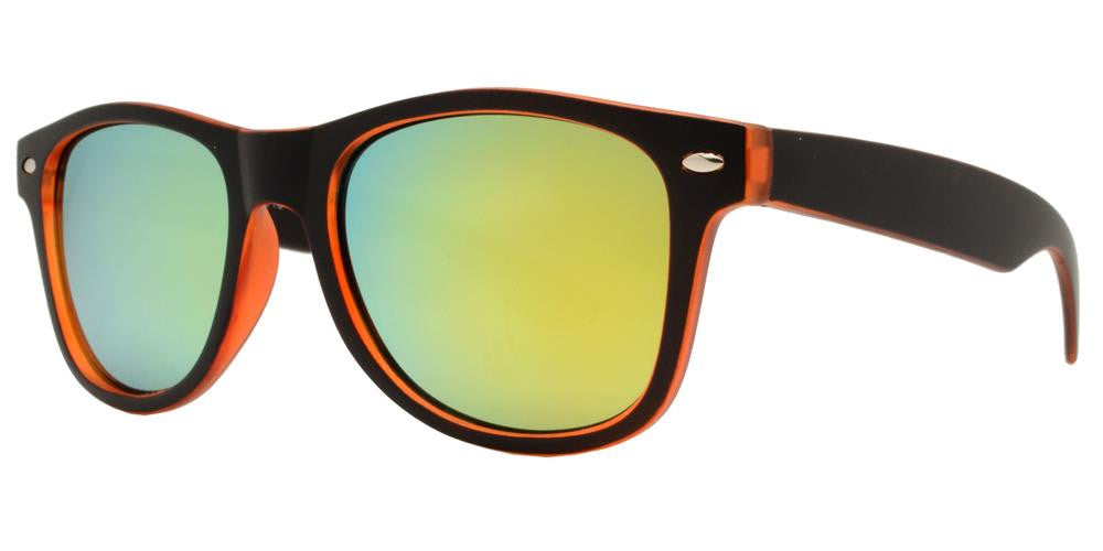 Wholesale - 4567-5 - Kids Horn Rimmed Inner Matte Transparent Sunglasses with Color Mirror Lens - Dynasol Eyewear