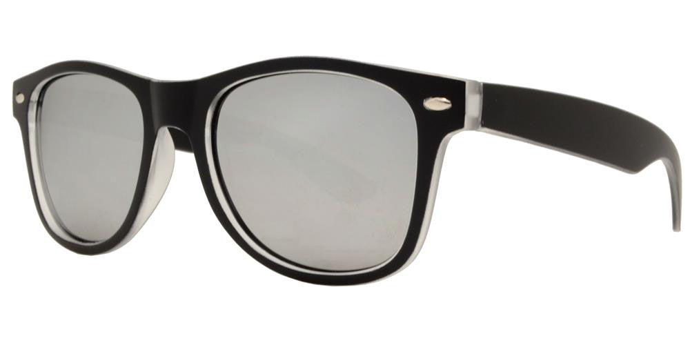 Wholesale - 4567-5 - Kids Horn Rimmed Inner Matte Transparent Sunglasses with Color Mirror Lens - Dynasol Eyewear