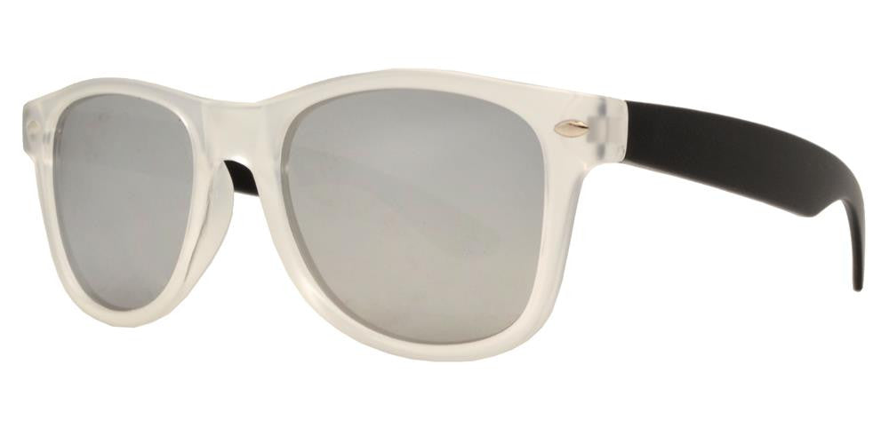 Wholesale - 4567-5 - Kids Horn Rimmed Inner Matte Transparent Sunglasses with Color Mirror Lens - Dynasol Eyewear