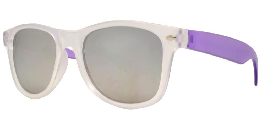 Wholesale - 4567-7 - Kids Classic Horn Rimmed Matte Transparent Frame and Color Temple Sunglasses - Dynasol Eyewear