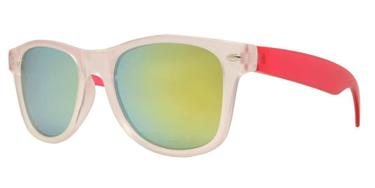 Wholesale - 4567-7 - Kids Classic Horn Rimmed Matte Transparent Frame and Color Temple Sunglasses - Dynasol Eyewear