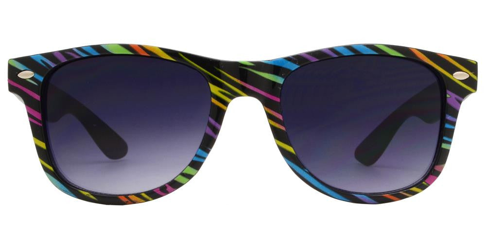 Wholesale - 4567-9 - Kids Classic Horn Rimmed Printed Colorful Stripes Sunglasses - Dynasol Eyewear