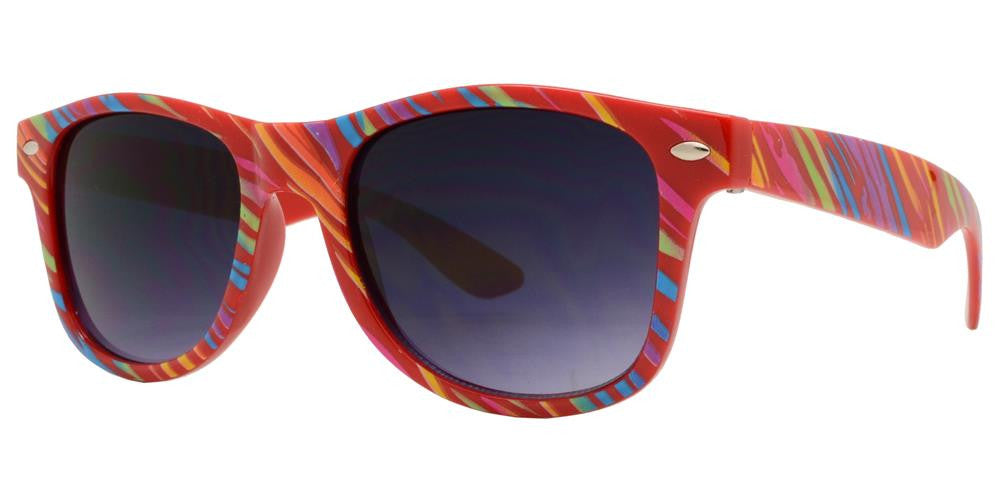 Wholesale - 4567-9 - Kids Classic Horn Rimmed Printed Colorful Stripes Sunglasses - Dynasol Eyewear