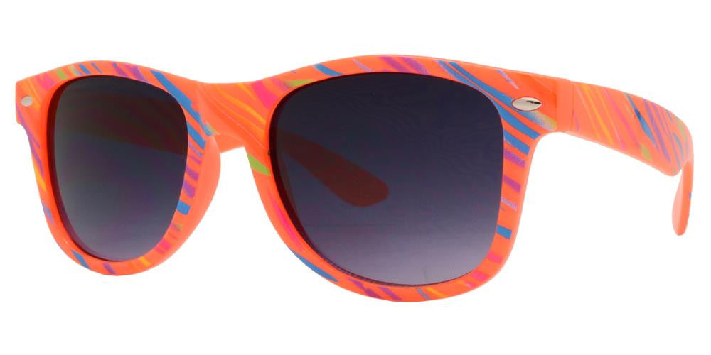 Wholesale - 4567-9 - Kids Classic Horn Rimmed Printed Colorful Stripes Sunglasses - Dynasol Eyewear