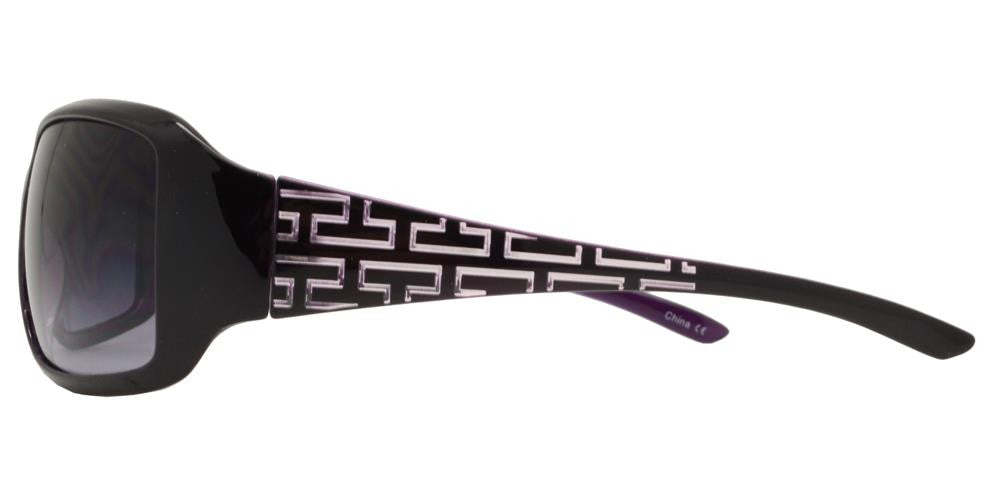 Wholesale - 6334 - Women's Rectangular Sunglasses with Fashion Detailed Temple - Dynasol Eyewear