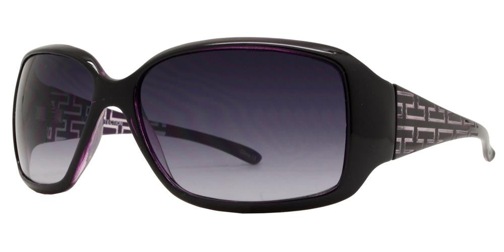 Wholesale - 6334 - Women's Rectangular Sunglasses with Fashion Detailed Temple - Dynasol Eyewear