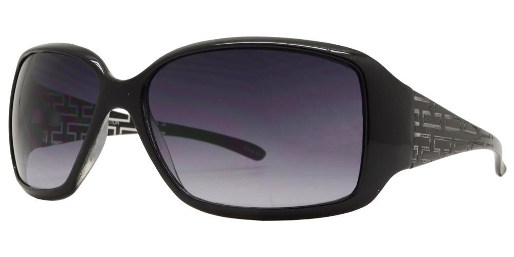 Wholesale - 6334 - Women's Rectangular Sunglasses with Fashion Detailed Temple - Dynasol Eyewear