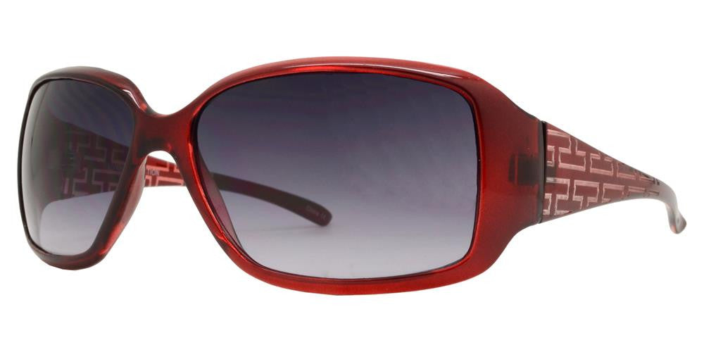 Wholesale - 6334 - Women's Rectangular Sunglasses with Fashion Detailed Temple - Dynasol Eyewear