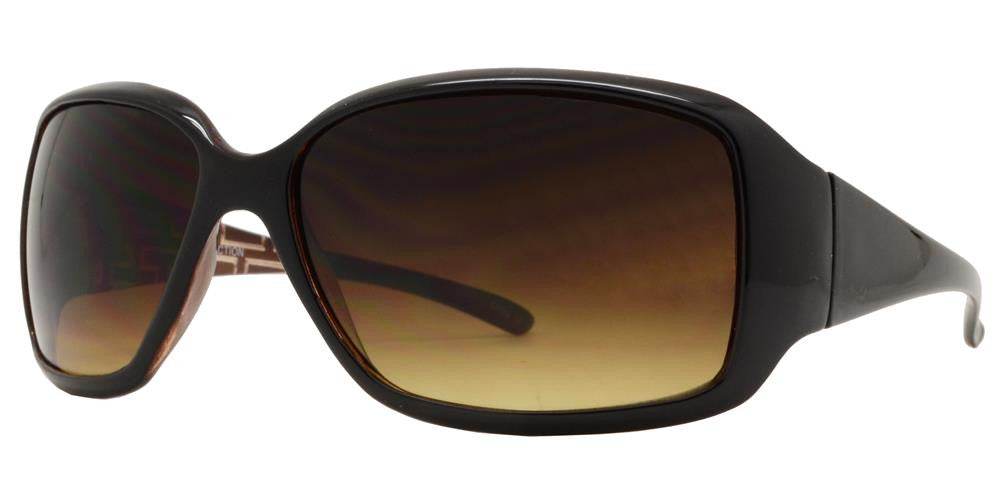 Wholesale - 6334 - Women's Rectangular Sunglasses with Fashion Detailed Temple - Dynasol Eyewear