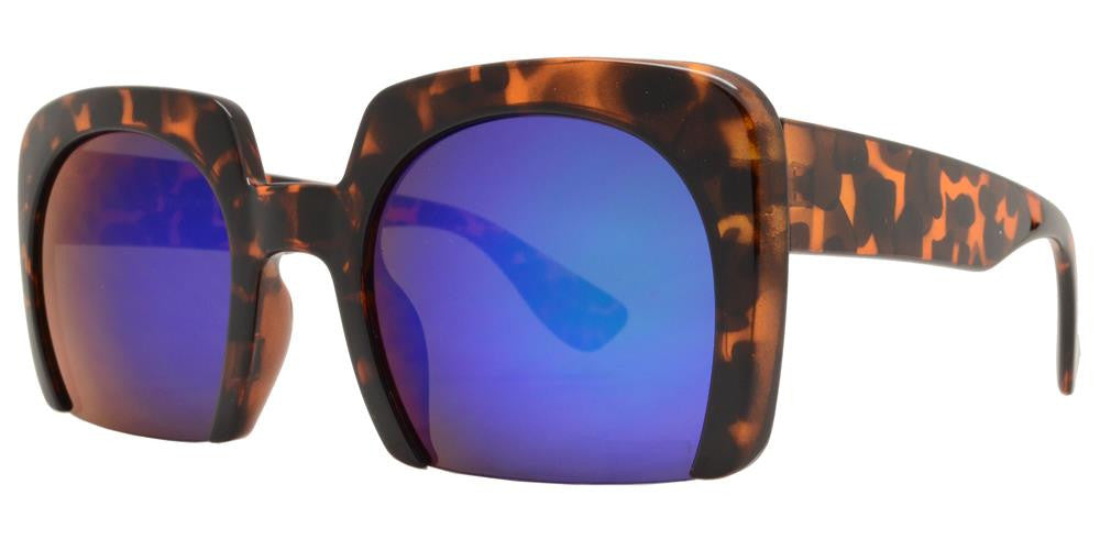 Wholesale - 7005 RVC - Semi-Rimless Square Color Mirror Lens Fashion Sunglasses - Dynasol Eyewear