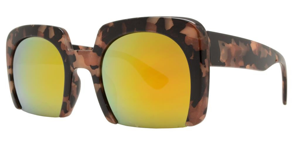 Wholesale - 7005 RVC - Semi-Rimless Square Color Mirror Lens Fashion Sunglasses - Dynasol Eyewear