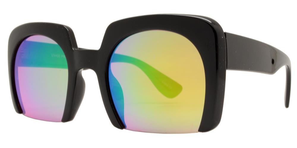 Wholesale - 7005 RVC - Semi-Rimless Square Color Mirror Lens Fashion Sunglasses - Dynasol Eyewear