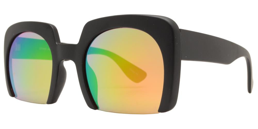 Wholesale - 7005 RVC - Semi-Rimless Square Color Mirror Lens Fashion Sunglasses - Dynasol Eyewear