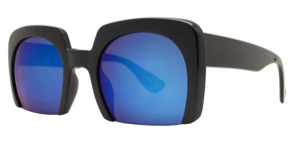 Wholesale - 7005 RVC - Semi-Rimless Square Color Mirror Lens Fashion Sunglasses - Dynasol Eyewear