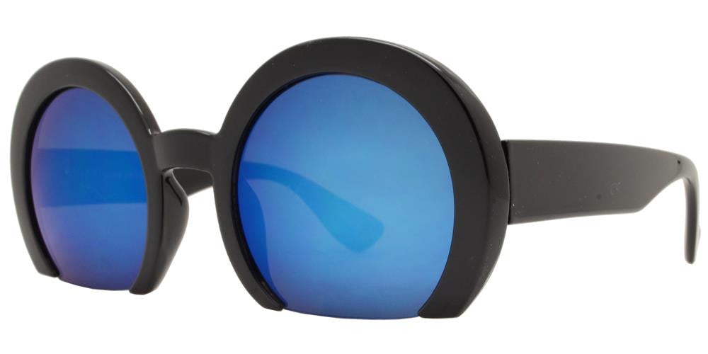 Wholesale - 7006 RVC - Semi-Rimless Round Color Mirror Lens Fashion Sunglasses - Dynasol Eyewear