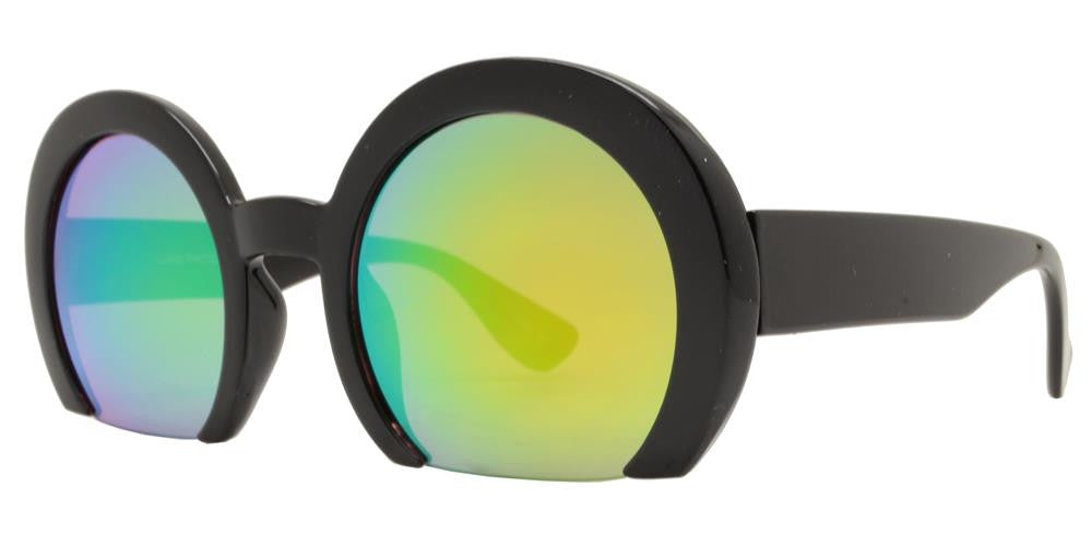 Wholesale - 7006 RVC - Semi-Rimless Round Color Mirror Lens Fashion Sunglasses - Dynasol Eyewear