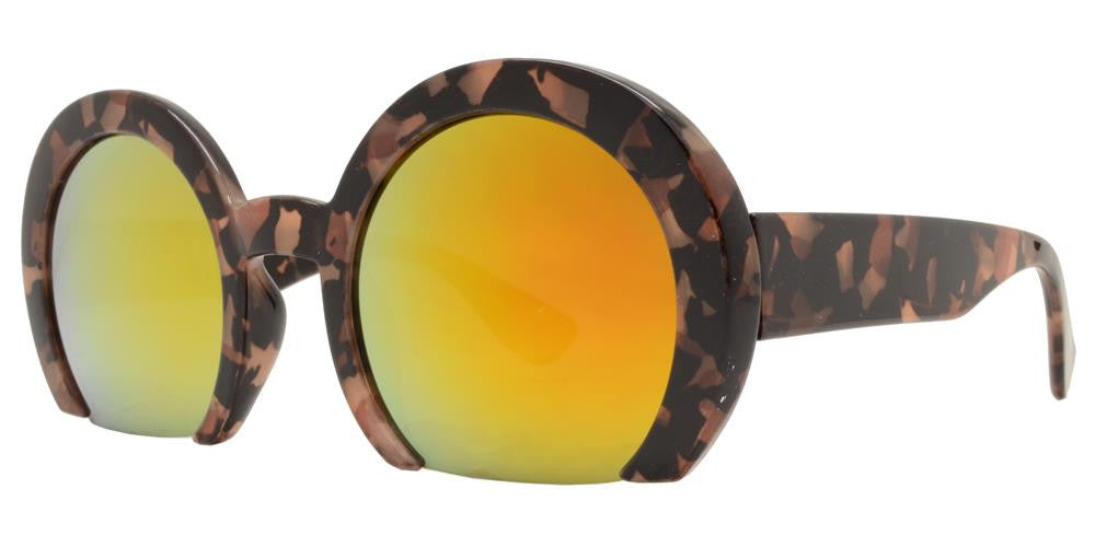 Wholesale - 7006 RVC - Semi-Rimless Round Color Mirror Lens Fashion Sunglasses - Dynasol Eyewear