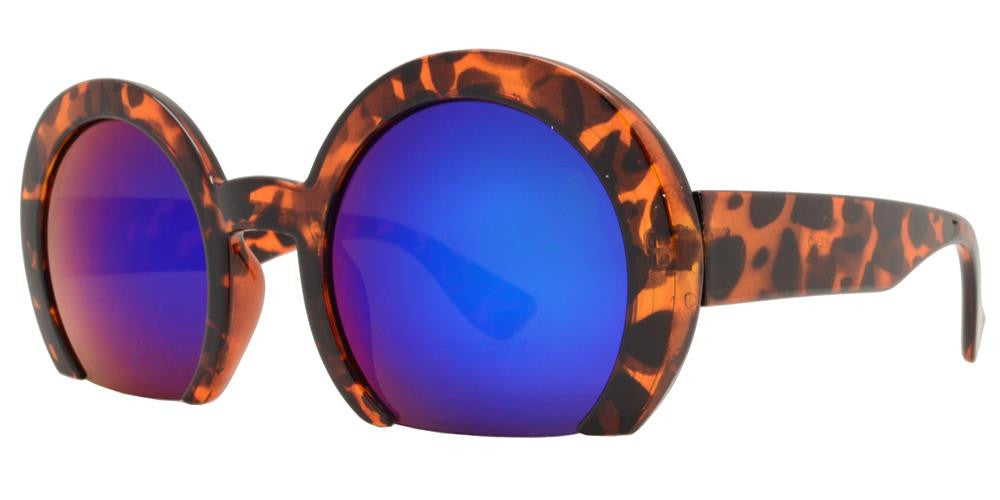 Wholesale - 7006 RVC - Semi-Rimless Round Color Mirror Lens Fashion Sunglasses - Dynasol Eyewear