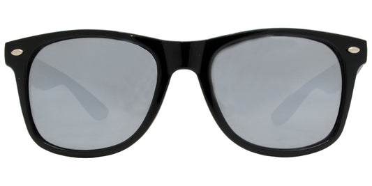 Wholesale - 7110 Black Mirror - Classic Horn Rimmed Mirror Lens Black Plastic Sunglasses - Dynasol Eyewear