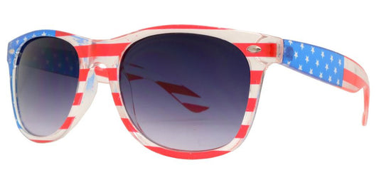 Wholesale - 7110 Flag - Classic Horn Rimmed Clear USA Flag Frame Plastic Sunglasses - Dynasol Eyewear