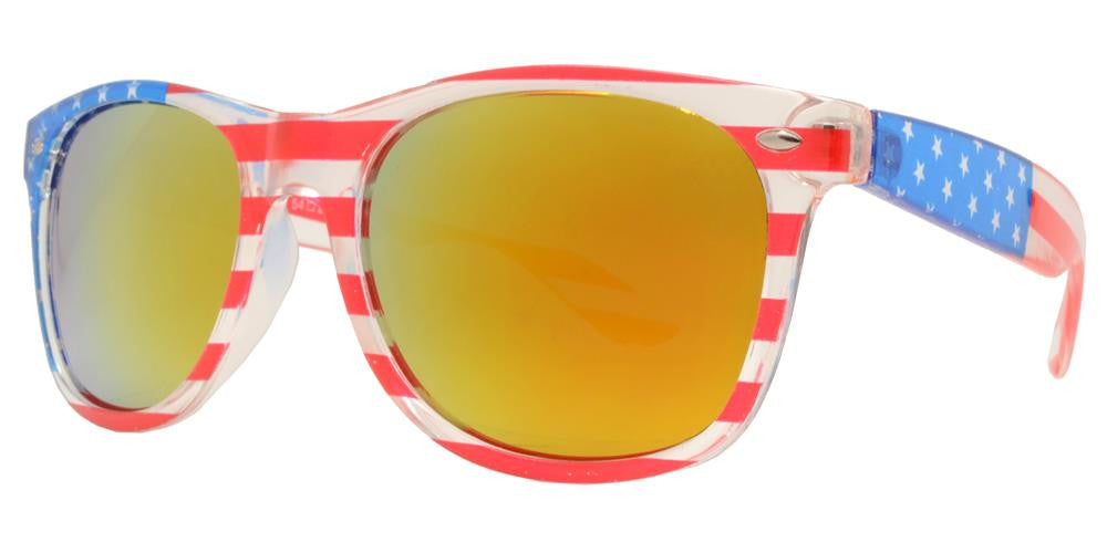 Wholesale - 7110 Flag - Classic Horn Rimmed Clear USA Flag Frame Plastic Sunglasses - Dynasol Eyewear