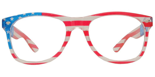 Wholesale - 7110 Flag Clear - Classic Horn Rimmed Clear USA Flag Clear Lens Plastic Sunglasses - Dynasol Eyewear