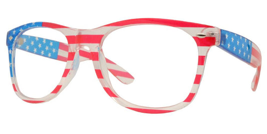 Wholesale - 7110 Flag Clear - Classic Horn Rimmed Clear USA Flag Clear Lens Plastic Sunglasses - Dynasol Eyewear