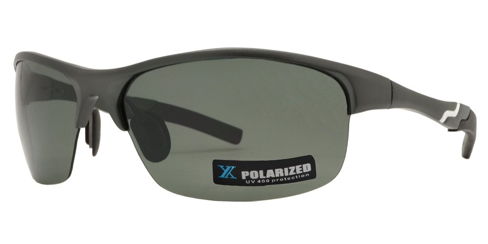 XD PL 384 - Polarized Aluminum-Magnesium Alloy Full Frame Rectangular Semi Rimless Sunglasses