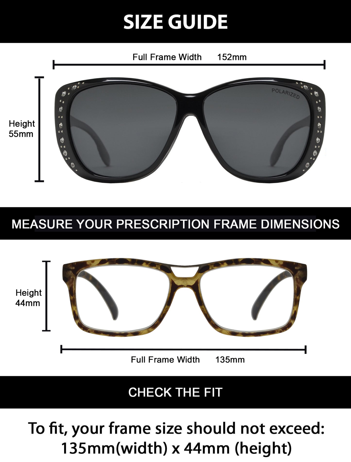 PL 7833 BX - Women's Cover Over 1.1 MM Polarized Sunglasses with Rhinestones