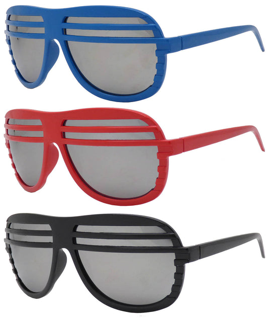 7209 M - Retro Oval Shape Curtain Mirror Lens Plastic Sunglasses