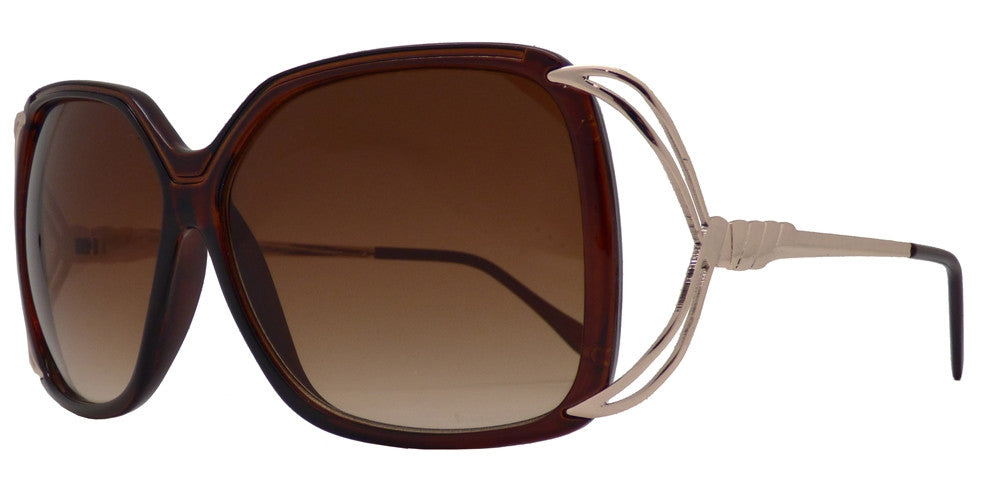 Wholesale - 7334 - Women's Fashion Square Sunglasses with Metal Wire Accent Temple - Dynasol Eyewear