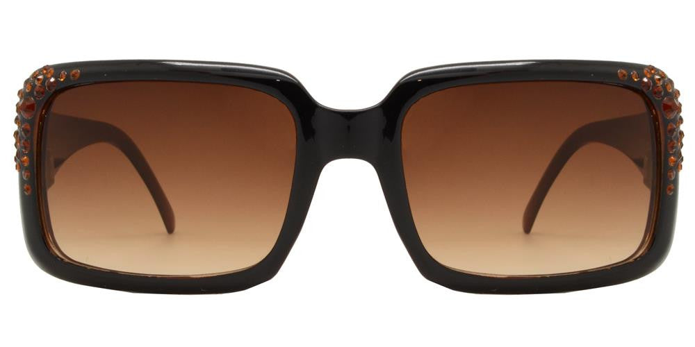 Wholesale - 7374 - Chunky Square Women's Sunglasses with Rhinestones - Dynasol Eyewear