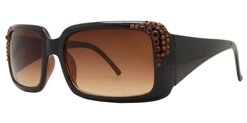 Wholesale - 7374 - Chunky Square Women's Sunglasses with Rhinestones - Dynasol Eyewear