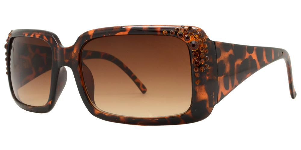 Wholesale - 7374 - Chunky Square Women's Sunglasses with Rhinestones - Dynasol Eyewear