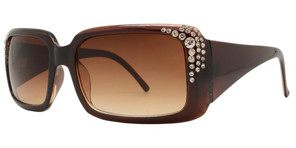 Wholesale - 7374 - Chunky Square Women's Sunglasses with Rhinestones - Dynasol Eyewear