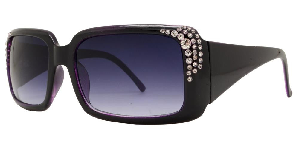 Wholesale - 7374 - Chunky Square Women's Sunglasses with Rhinestones - Dynasol Eyewear