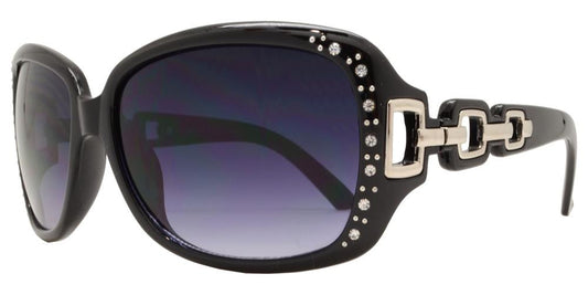 Wholesale - 7521 AX - Square Sunglasses with Rhinestones and Chain Detail Temple - Dynasol Eyewear