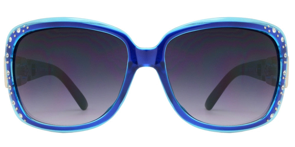 Wholesale - 7521 BX - Square Clear Color Frame Sunglasses with Rhinestone and Chain Detail Temple - Dynasol Eyewear