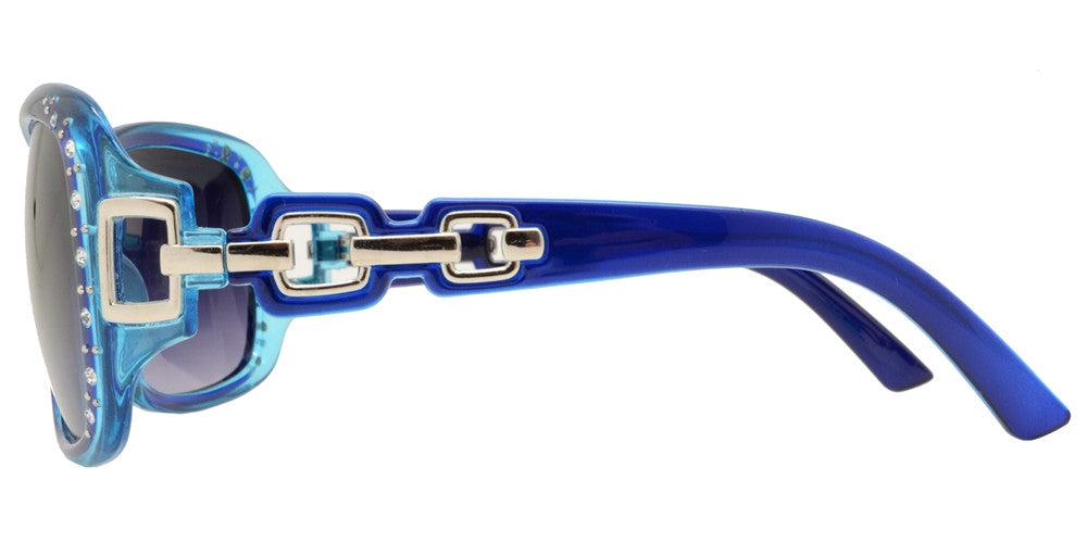 Wholesale - 7521 BX - Square Clear Color Frame Sunglasses with Rhinestone and Chain Detail Temple - Dynasol Eyewear