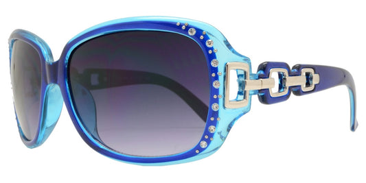 Wholesale - 7521 BX - Square Clear Color Frame Sunglasses with Rhinestone and Chain Detail Temple - Dynasol Eyewear