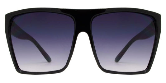 Wholesale - 7555 Black - Womens Oversize Flat Top Black Square Retro Sunglasses - Dynasol Eyewear