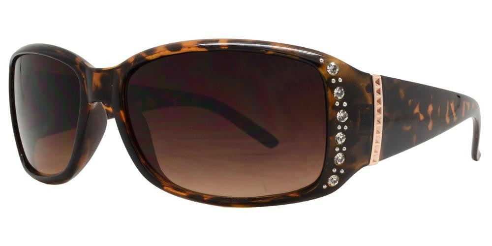 Wholesale - 7572 AX - Women's Rectangular Sunglasses with Rhinestones and Metal Accent - Dynasol Eyewear