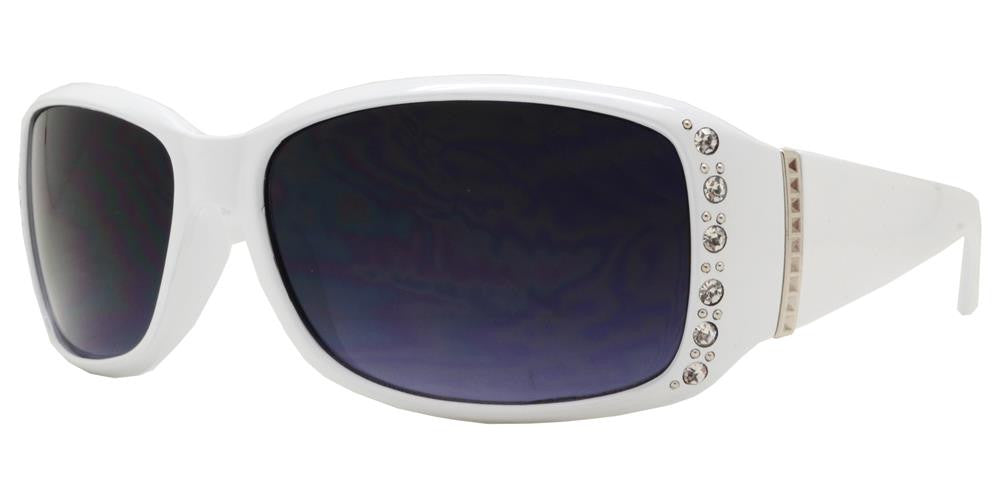 Wholesale - 7572 AX - Women's Rectangular Sunglasses with Rhinestones and Metal Accent - Dynasol Eyewear