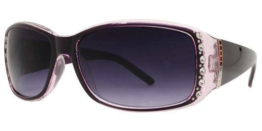 Wholesale - 7572 BX - Womens Clear Color Rectangular Sunglasses with Rhinestones and Metal Accent - Dynasol Eyewear