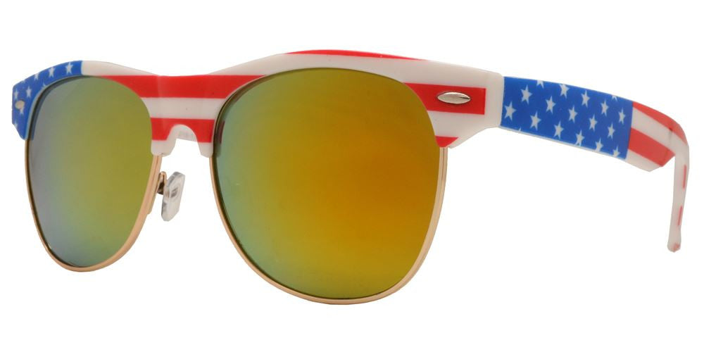 Wholesale - 7581 Flag - Retro Horn Rimmed Sunglasses with USA Flag - Dynasol Eyewear