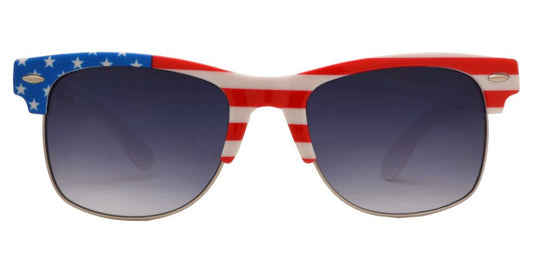 Wholesale - 7583 Flag - Retro Horn Rimmed with USA Flag Frame Plastic Sunglasses - Dynasol Eyewear